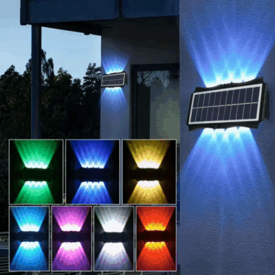 2 x Lampi Solare Multicolore de Perete pentru Exterior