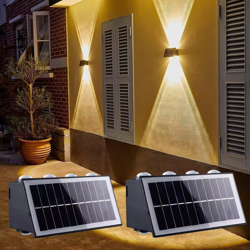 2 x Lampi Solare Alb Cald de Perete pentru Exterior