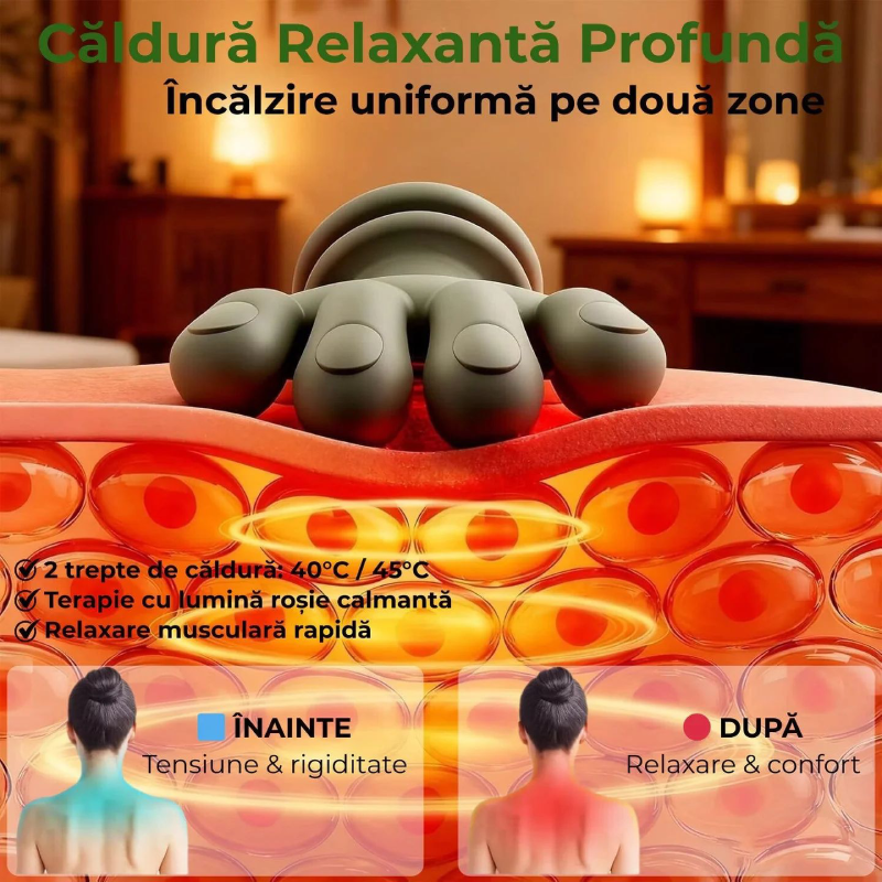 Aparat Masaj Cervical Multifunctional, 4D, 3 Intensitati, 2 Trepte Caldura 40/45°C, Wireless, Autonomie 70 min - imagine 8